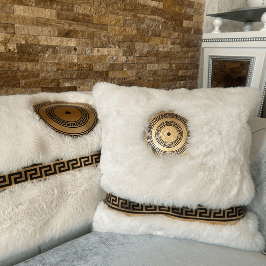 Beyaz Peluş Koltuk Şal Takımı - Sancak Deri Halı