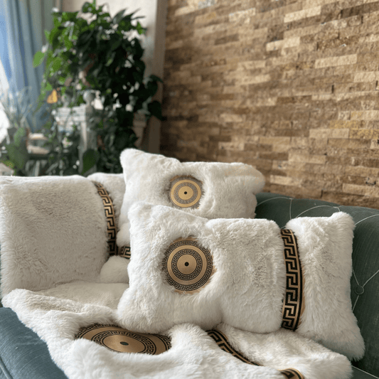 Beyaz Peluş Koltuk Şal Takımı - Sancak Deri Halı