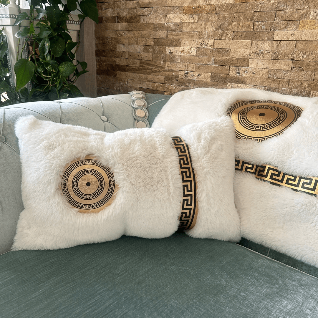 Beyaz Peluş Koltuk Şal Takımı - Sancak Deri Halı