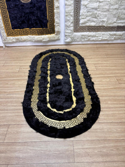 Siyah Oval Toskana Deri Halı - Sancak Deri Halı