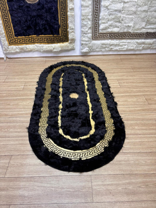 Siyah Oval Toskana Deri Halı - Sancak Deri Halı